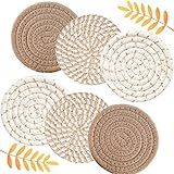 6 Pcs Coasters for Drinks, 4.3 Inch Fit for All Kinds of Cups, Super Absorbent Drink Coasters, Minimalist Cotton Handmade Coaster for Coffee Table Tabletop Protection Housewarming Gift for Home Decor