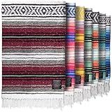 Mexican Blanket (Authentic Handmade Falsa) - Durable, Lightweight Baja Indian Blanket for Yoga, Beach, Camping, Picnic, Car/Truck, Outdoor Mexican Throw, Baja Saddle Blanket, 70"x50", Cherry