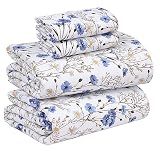 RUVANTI 100% Cotton Queen Sheets, Percale Queen Sheet Set, Sweet Pea