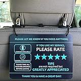 Nebudo Compatible with Lyft Uber (2-Pack) Tips Rating Appreciated Rideshare Accessories – 7” x 5” – Interior Acrylic Headrest Sign - Rate Me Tip No Smoking for 5 Star Rides for Ride-Share Drivers