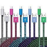 Teeind USB C Cable 6ft 5Pack, 3A Fast Charging Nylon Braided Type C Cord