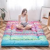 MAXYOYO Bohemian Retro Mattress Boho Floral Japanese Futon Mattress Tatami Floor Mat Foldable Portable Camping, Sleeping Pad, Lounger Couch Bed Full Size
