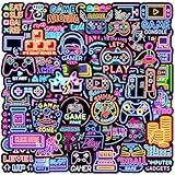 50 Pcs Neon Game Stickers for Kids, Neons Game Controller Decals for Water Bottle, Vinyl Waterproof Laptop Decal for Teens Girls Boys, Students Adults Sticker Pack(Neon Sticker-6)