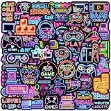 50 Pcs Neon Game Stickers for Kids, Neons Game Controller Decals for Water Bottle, Vinyl Waterproof Laptop Decal for Teens Girls Boys, Students Adults Sticker Pack(Neon Sticker-6)