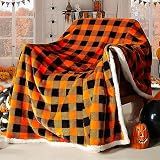 BEAUTEX Halloween Sherpa Plaid Throw Blanket Fuzzy Fluffy Cozy Soft