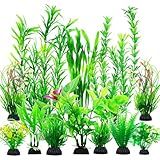 CousDUoBe 12pcs Fish Tank Accessories Aquarium Decorations Green Plants, Green Fish Tanks Decoration Plants, Fish Tank Decor, Aquarium Decor Plastic Plants