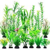 CousDUoBe 12pcs Fish Tank Accessories Aquarium Decorations Green Plants, Green Fish Tanks Decoration Plants, Fish Tank Decor, Aquarium Decor Plastic Plants
