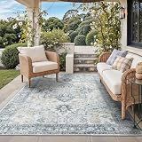 GENIMO 5x8 Outdoor Rug, Washable for Patio and Deck, Blue