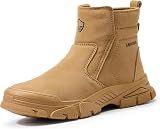 GLANOUDUN Steel Toe Boots for Men Safety Toe Welding Work Boots, Brown
