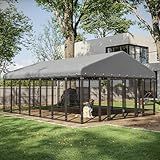 Muphyers 10X14FT Dog Kennel Outside Double Door Dog Kennel Outdoor with Feeding, Heavy Duty Outdoor Dog Crate Durable Dog Cage with Roof & Double Lock