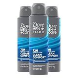 Dove Men Antiperspirant Dry Spray Deodorant Clean Comfort, 3 Pack, 3.8 oz