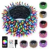 Minetom 82ft 250LED Color Changing Christmas Halloween Tree Lights, LED RGB String Twinkle Lights, 16 Milion Adjustable Colors Smart Fairy Lights with Remote & App & Timer for Xmas Tree Holiday Party