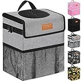 ELONGRIVER Car Trash Can Bin for Back Seat Leak Proof, Cute Car Trash Bag Hanging, Vehicle Trash Can for SUV Truck Van, Automotive Garbage Cans Front Seat Grey