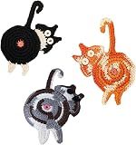 Coasters Gifts for Cat Lovers 3PCS Cat Coaster Woven Creative Cat Coaster