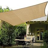 Shade&Beyond 10'x10' Sun Shade Sails Curved Canopy Square Sand 185GSM Shade Sail Permeable for Patio Deck Yard Backyard, (We Make Custom Size)