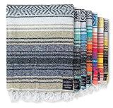 Benevolence LA Authentic Handwoven Mexican Blanket | Yoga Blankets, Outdoor, Picnic, Beach, Camping | Equestrian Saddle | Serape 50x70 inches - Sand, Pack of 1