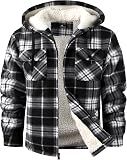 SCODI Men's Flannel Shirt Jacket Fleece Sherpa Lined Plaid Zip Up Hoodies