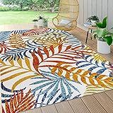 JONATHAN Y AMC100B-8 Tropics Palm Leaves Indoor Outdoor Area Rug Bohemian Floral Easy Cleaning High Traffic Bedroom Kitchen Backyard Patio Porch Non Shedding, 8 X 10, Cream/Orange