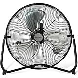 Hurricane Pro Heavy-Duty High Velocity Metal Blade Floor Fan w/ 3 Speeds, Black, 20" - Corded Electric Air Cooling Unit w/ 5300 CFM Airflow for Home, Greenhouses, Garages, Gyms & Workshops
