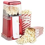 Popcorn Machine, 2 Min Fast Popping & High Popping Rate Air Popper Popcorn Maker, BPA Free, No Oil, Easy to Clean & Maintain, with On/Off Switch, Popcorn Popper for Home, Movie and Party