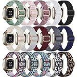 Adorve Compatible With Fitbit Sense/Versa Bands for Women Men, Adjustable Breathable Elastic Nylon Solo Loop Replacement Straps for Sense 2, Versa 3, Versa 4 Watch