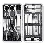 Nail Clippers Set Fingernail and Toenail Clipper Cutters for Men and Women, Professional Manicure Pedicure Grooming Kit, 18 Pieces Stainless Steel Nail Care Tools with PU Leather Travel Case