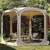 EAST OAK Screen House Tent Pop-Up, Portable Screen Room Canopy Instant Screen Tent 10 x 10 FT with Carry Bag for Patio, Backyard, Deck & Outdoor Activities, Beige