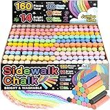 160 PCS Sidewalk Chalk for Kids –14 Colors, Non-Toxic Washable Jumbo Chalks