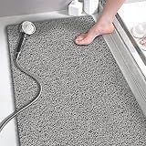 godehone Shower Mats Non Slip Without Suction Cups, PVC Loofah Bathroom Mats, Loofah Mats for Shower and Bathroom, Quick Drying, 15.7× 36 Inch, Grey