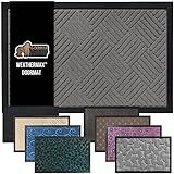 GORILLA GRIP 100% Waterproof All-Season WeatherMax Doormat US Designed Natural Rubber, Stain Fade Resistant, Low Profile Indoor Outdoor Door Mats, Easy Clean, 17x29 Gray Diamond