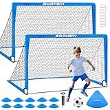 Kids Soccer Goal for Backyard Set - 2 Set of 6X4 / 4X3 ft Toddler Soccer Nets Training Equipment, Soccer Ball, Pop Up Portable Soccer Set for Kids and Youth Games and Training Goals Ages 3-16 Gift