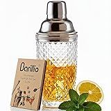 Barillio 14 oz Glass Cocktail Shaker | Cobbler Mixer with Built-In Strainer, Leak-Proof Clear Martini Shaker for Single-Serve Drinks