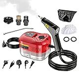Handheld Steam Cleaner: 2500W High Temperature Pressurized Steamer with 6 Adjustable Levels - Portable Multi-Surface Steam Cleaning Machine for Kitchen, Bathroom, Furniture, Car, Windows (Red)