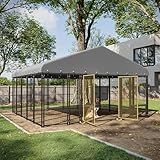 Muphyers 10X10FT Dog Kennel Outside Double Door Dog Kennel Outdoor with Feeding, Heavy Duty Outdoor Dog Crate Durable Dog Cage with Roof & Double Lock