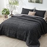 Bedsure Cooling Comforter Queen Size Charcoal Black - Lightweight Comforter Set for Hot Sleepers, Reversible Bedding for All Season, 3 Pieces, 1 Soft Comforter (88"x88") and 2 Pillow Cases (20"x26")