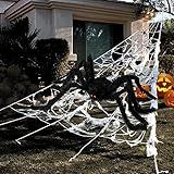 Halloween Decorations - 295" Halloween Spider Web Decorations Outdoor + 59" Giant Fake Spider with Triangular Huge Spiders Web - Scary Decor Clearance for Yard, Patio, Garden, Haunted House Décor