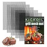 Grill Mesh Mat Set 5 Barbecue Grill Accessories Reusable Non-Stick Grill Mat for Vegetables Fish Grilling Mat Sheets for Outdoor Smoker Charcoal Gas Electric Grill BBQ Tools,XL 15.75 x 13 inch, Black