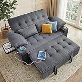 Wakefit 58in Sleeper Sofa Bed, Convertible Pull Out Couch Bed Full Size Corduroy Fabric Loveseat for Living Room, Apartment, Office(Darkgrey)