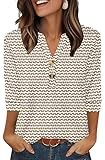 OFEEFAN Business Casual Outfits for Women Summer Tops Work Shirt Ladies Tops and Blouses Women's Clothing Stripe XL
