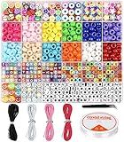 Dowsabel Bracelet Making Kit, Beads for Bracelets Making Pony, Kandi, Polymer Clay, Smile Face & Letter Beads for Jewelry Making, DIY Arts and Crafts Gifts Toys for Girls Age 6-12