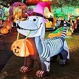 GOOSH 5.5 FT Halloween Inflatables Outdoor Decorations Skeleton Puppy Inflatable Yard Decoration with Build-in LEDs Blow Up Pumpkin for Halloween Party Indoor Outdoor Yard Garden