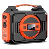Portable Power Station Bank 300W Rated(600W Peak),220Wh Solar Powered Power Bank with 2 AC Outlet 110V Pure Sine Wave, 60000mAh Power Bank Lithium Battery Pack for Home Outdoor Camping Emergency