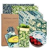 Reusable Beeswax Wrap, 11 Pack Eco-Friendly Beeswax Wraps For Food, Organic, Sustainable, Biodegradable, Zero Waste, Plastic-Free Food Storage (Flowers and Leaves)