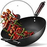 FGJ Wok, 13 Inch Carbon Steel Woks & Stir-fry Pans Nonstick
