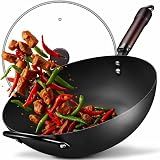 FGJ Wok, 13 Inch Carbon Steel Woks & Stir-fry Pans Nonstick Roasting Pan