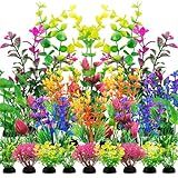 QUOZUO 25pcs Artificial Plant, Fish Tank Decorations Plants, Aquarium Decor, 6.5x4.7x1.5 inches, 1pc, Colorful, Plastic, Indoor, 25 Count