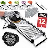 Gramercy Mandoline Slicer for Kitchen with 12 Slice Settings, Black Edition