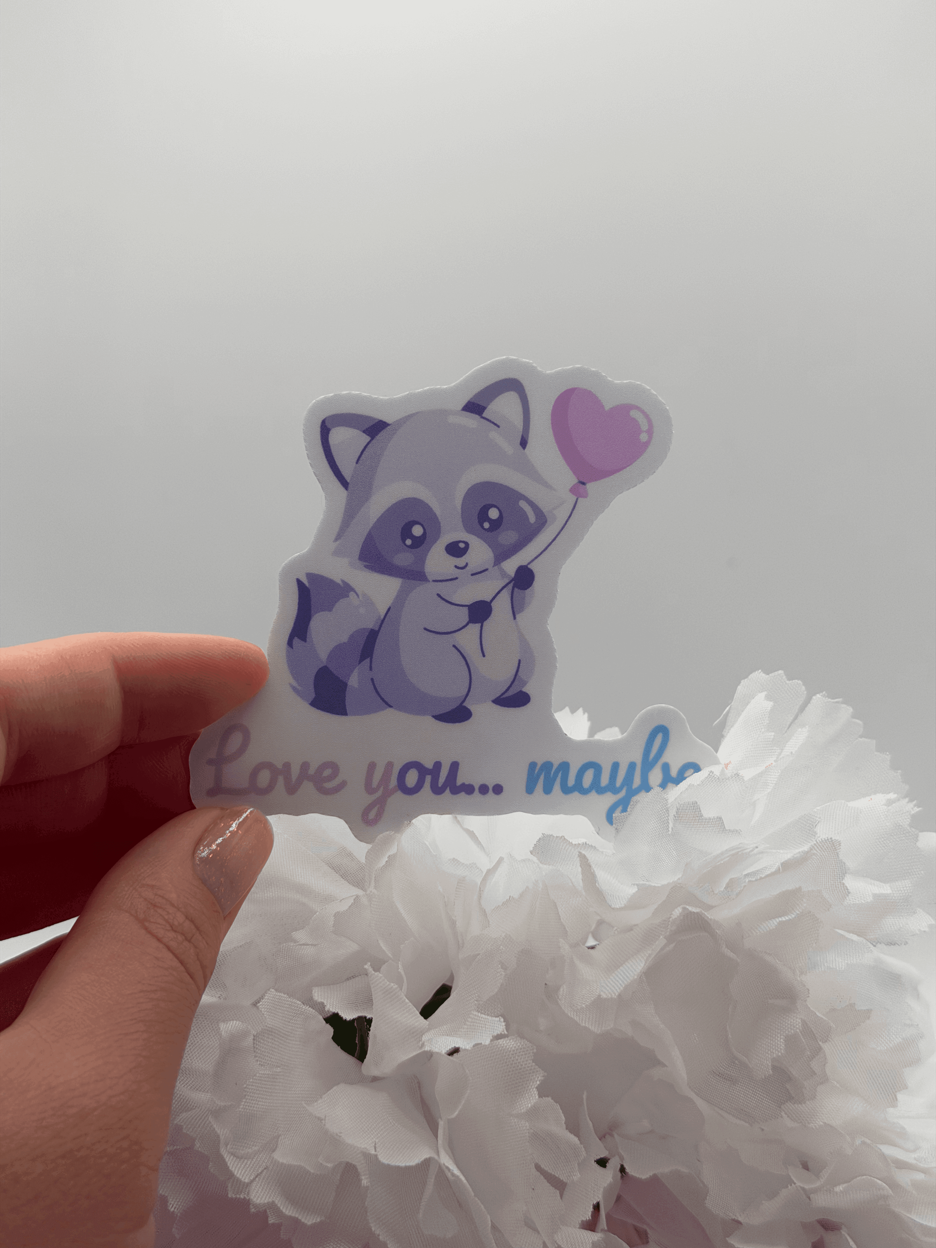 Cute Raccoon Love You Maybe Vinyl Sticker