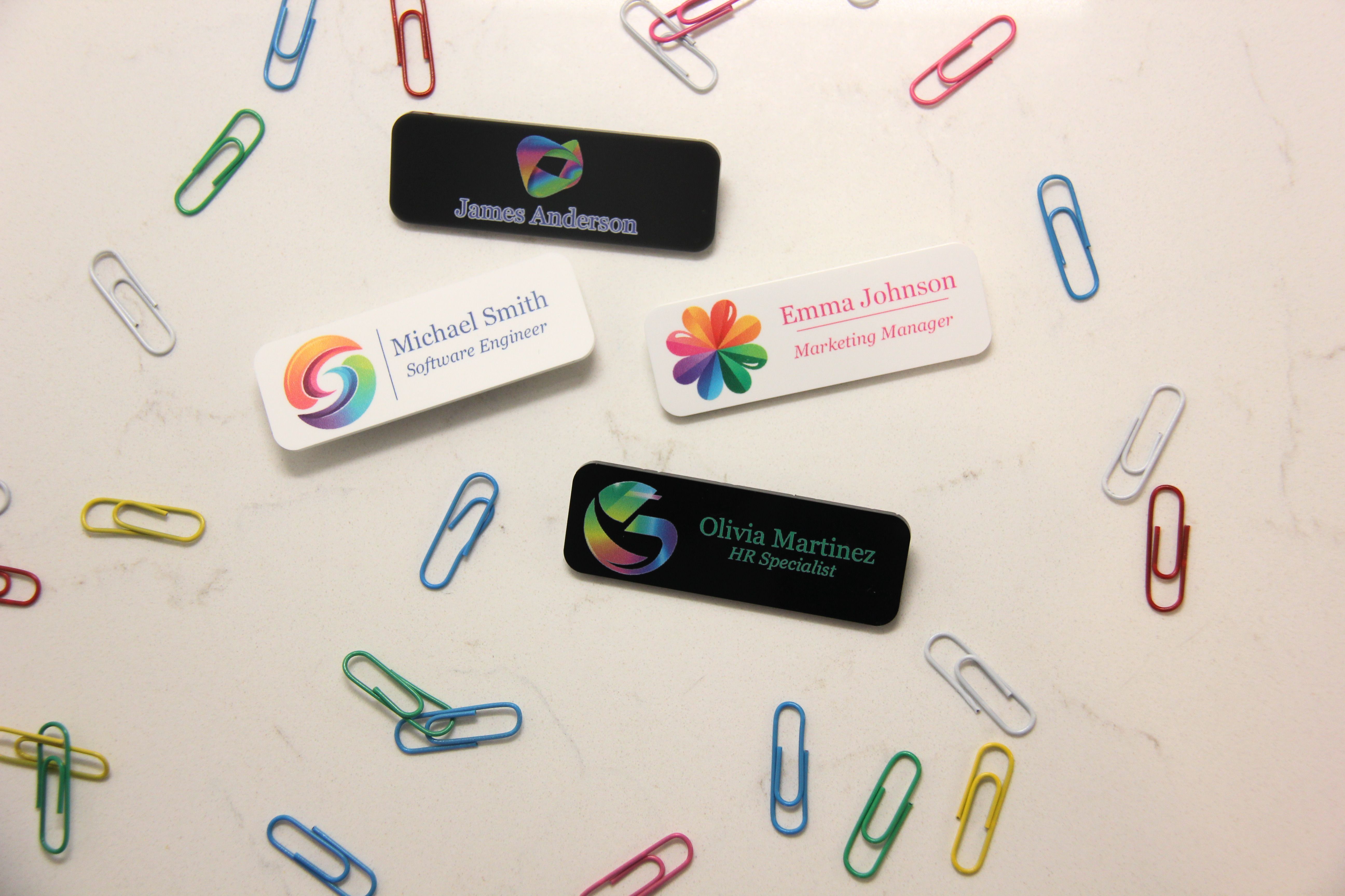 Personalized Acrylic Name Badge with Logo, Custom Office Name Tag, Full Color Employee Badge
