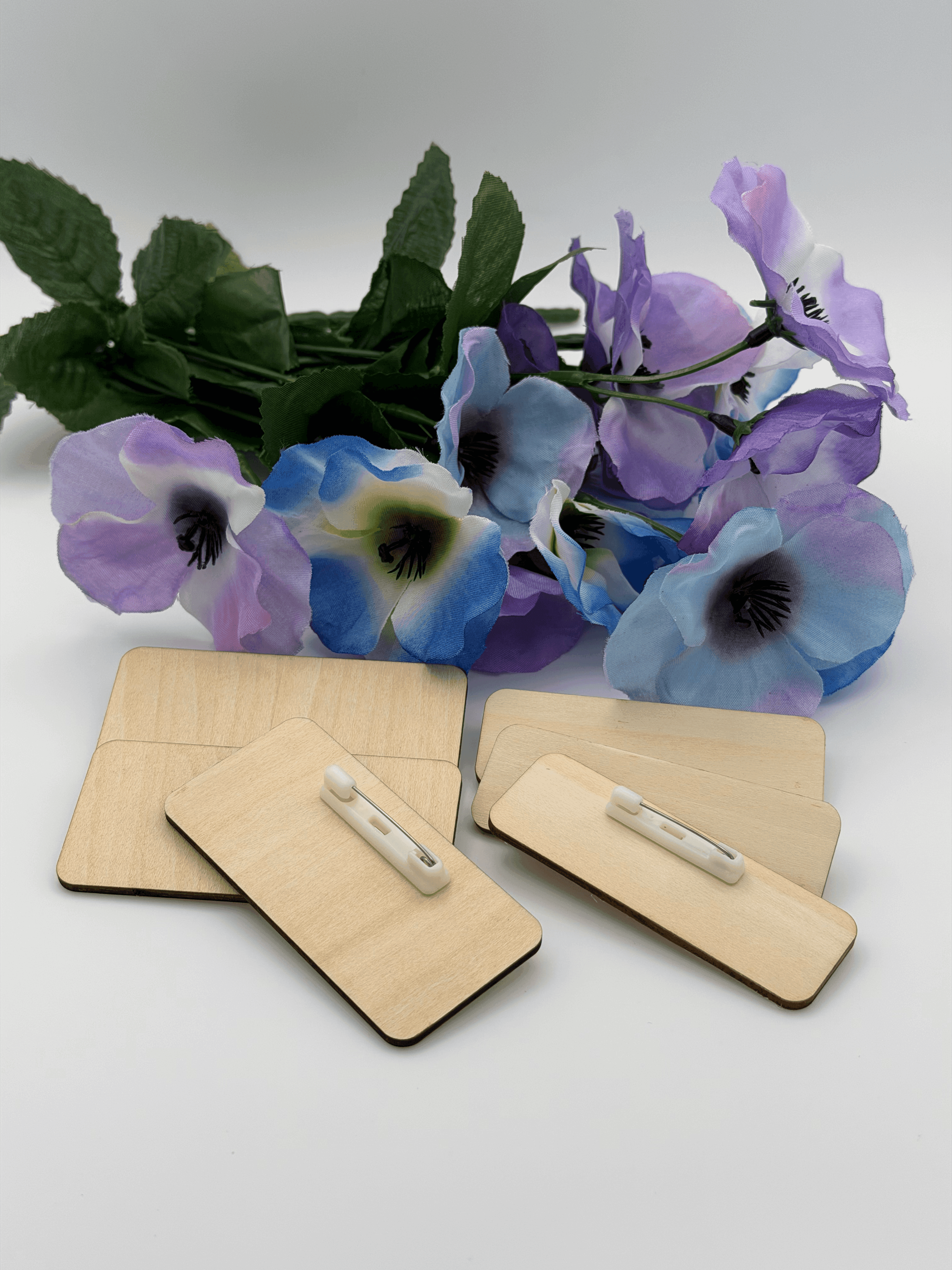 Wooden Name Badges Blank Pin Back Tags